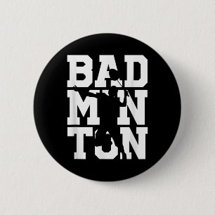 Badge Rond 5 Cm Joueur de badminton tir raquette navette jeu athlè
