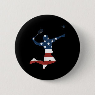 Badge Rond 5 Cm Joueur de badminton Vêtements Drapeau Américain Ba