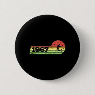 Badge Rond 5 Cm Joueur de badminton Vintage 1967 Birthday Shuttle