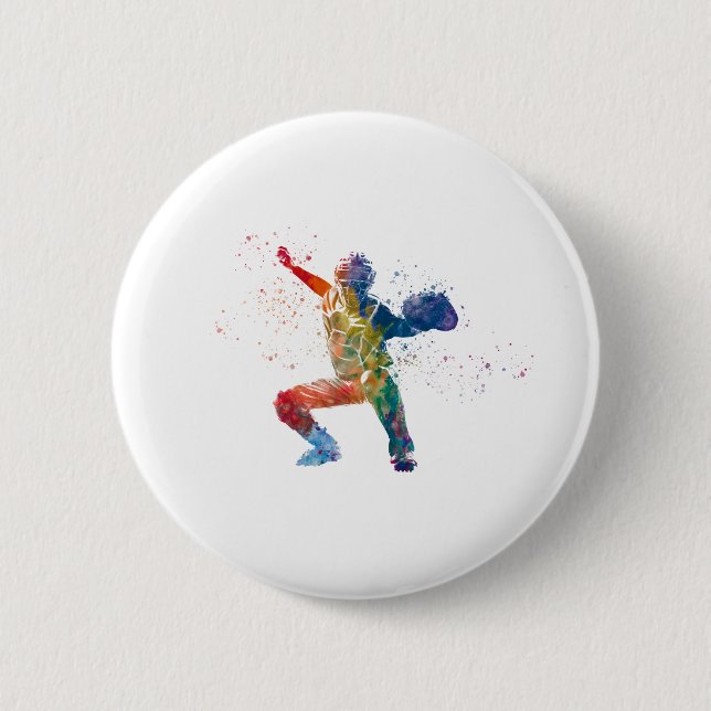Badge Rond 5 Cm joueur de baseball (Devant)