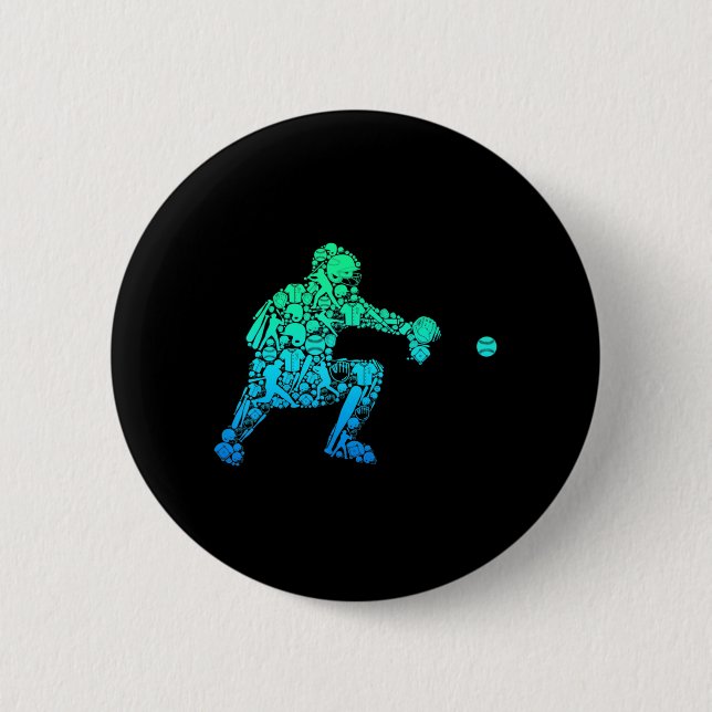 Badge Rond 5 Cm Joueur de baseball Joueur Jeunes Hommes Enfants Ga (Devant)