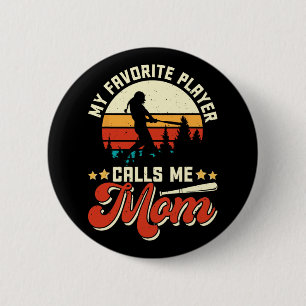 Badge Rond 5 Cm Joueur de baseball préféré m'appelle maman - Fête 