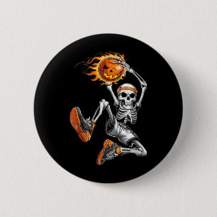 Badge Rond 5 Cm Joueur de baseball squelette vintage avec citrouil