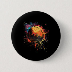 Badge Rond 5 Cm Joueur de basket-ball Aquarelle Dessin Ar