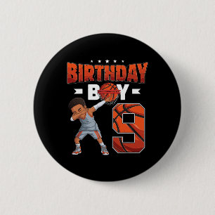 Badge Rond 5 Cm Joueur de basket-ball en basketball 9 ans Garçon 9
