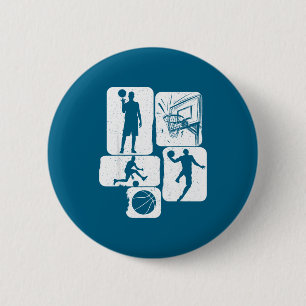 Badge Rond 5 Cm Joueur de basket-ball homme entraîneur panier fan