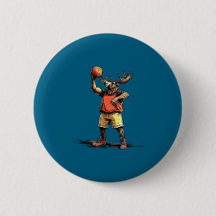 Badge Rond 5 Cm Joueur de basket cool d'orignal amateur de sport