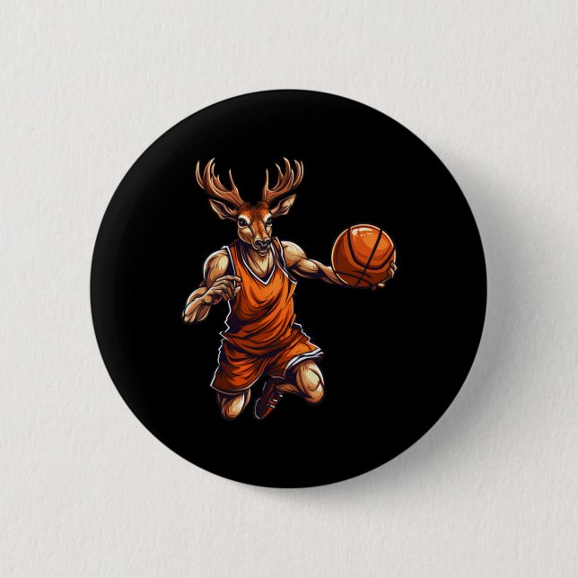 Badge Rond 5 Cm Joueur de basket Hirsch (Devant)