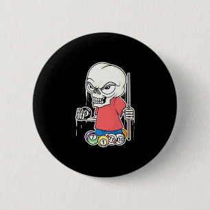 Badge Rond 5 Cm Joueur de billard Joueur de billard crânien