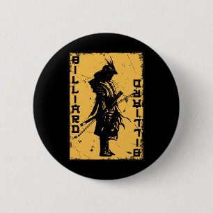 Badge Rond 5 Cm Joueur de billard Samurai Japon guerrier Snooker P