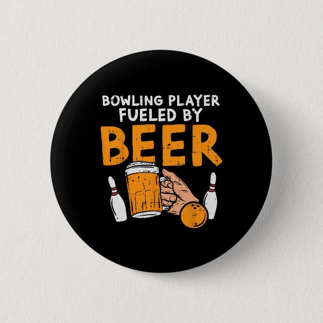 Badge Rond 5 Cm Joueur de bowling alimenté amusant Joueur de bowle (Devant)