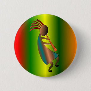 Badge Rond 5 Cm Joueur de cannelure de Kokopelli