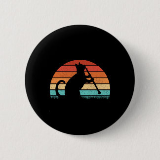 Badge Rond 5 Cm Joueur de chat Clarinet - Retro Clarinetist Music 