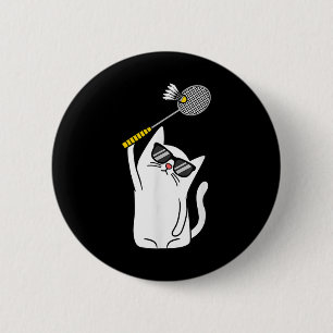 Badge Rond 5 Cm Joueur de chats Volant de badminton Lecteur Lover