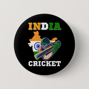 Badge Rond 5 Cm Joueur de cricket indien Maillot de drapeau Sports