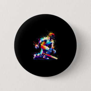 Badge Rond 5 Cm Joueur de cricket Tsman Cricket Bowler d'art Splas