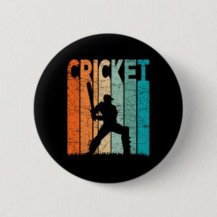 Badge Rond 5 Cm Joueur de cricket vintage Cricket Rétro Cricketer