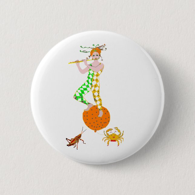 Badge Rond 5 Cm Joueur de flûte  (Devant)