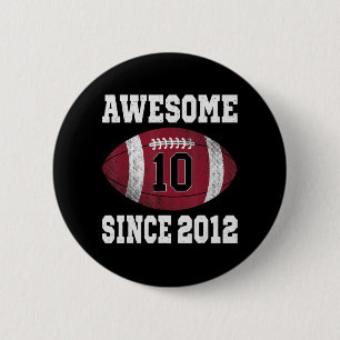 Badge Rond 5 Cm Joueur de football 10e anniversaire 10 ans Vintage