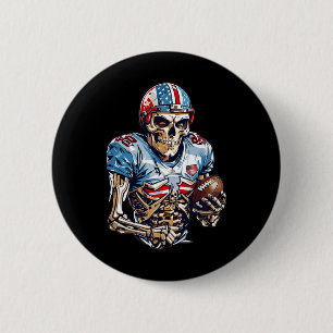 Badge Rond 5 Cm Joueur de football américain Skeleton Halloween Gr