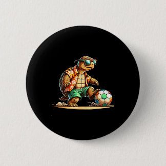 Badge Rond 5 Cm Joueur de football cool tortue avec lunettes de so