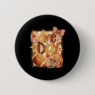 Badge Rond 5 Cm Joueur de football Coquette Nœud Jour de Match Vib