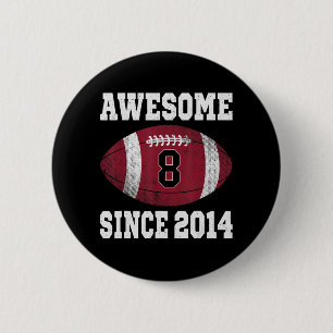 Badge Rond 5 Cm Joueur de football de 8e anniversaire 8 ans Vintag