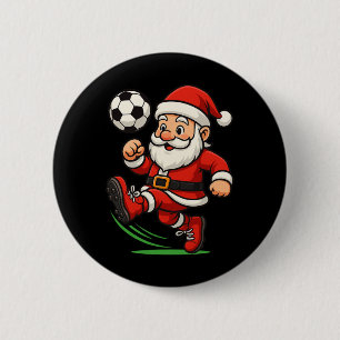 Badge Rond 5 Cm Joueur de football de Noël Santa Xmas Garçons Homm
