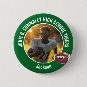Badge Rond 5 Cm Joueur de football du lycée Vert