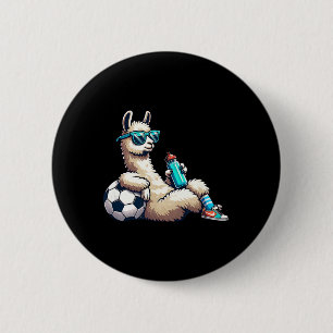 Badge Rond 5 Cm Joueur de football lama cool avec lunettes de sole