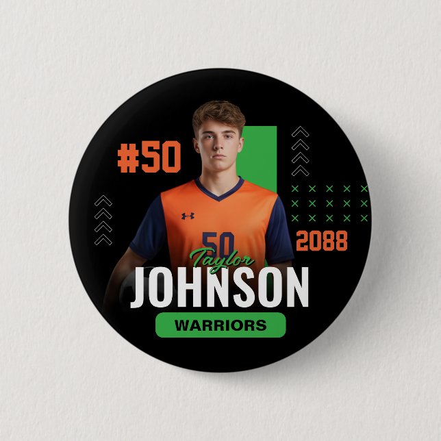 Badge Rond 5 Cm Joueur de football Nuit des Seniors Couleurs perso (Devant)