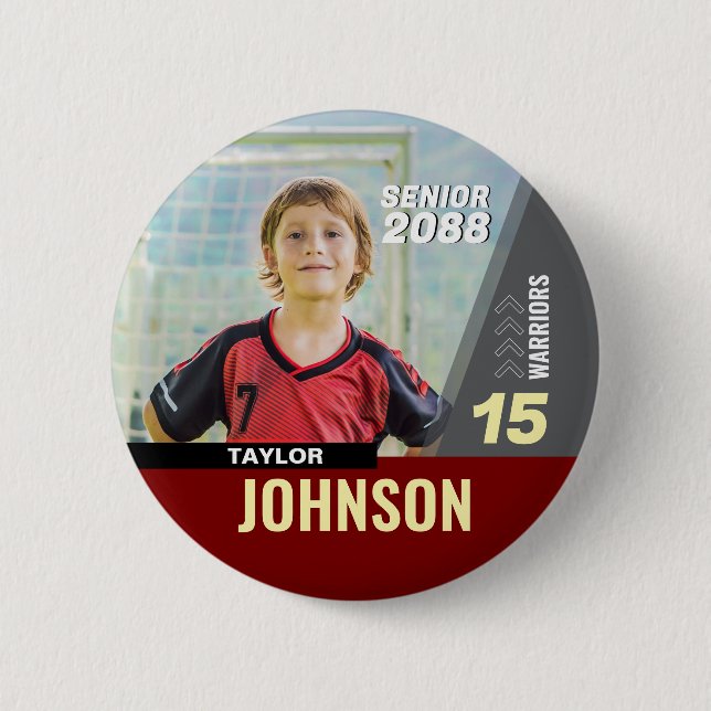Badge Rond 5 Cm Joueur de football Nuit des seniors Photo personna (Devant)