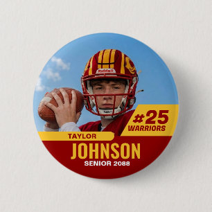 Badge Rond 5 Cm Joueur de football nuit senior photo personnalisée