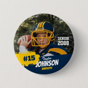 Badge Rond 5 Cm Joueur de football nuit senior photo personnalisée
