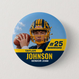 Badge Rond 5 Cm Joueur de football nuit senior photo personnalisée