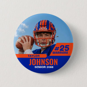 Badge Rond 5 Cm Joueur de football nuit senior photo personnalisée