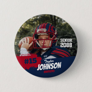 Badge Rond 5 Cm Joueur de football nuit senior photo personnalisée