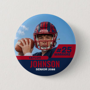 Badge Rond 5 Cm Joueur de football nuit senior photo personnalisée