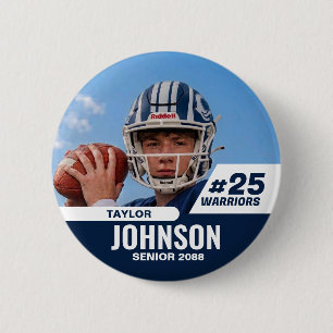 Badge Rond 5 Cm Joueur de football nuit senior photo personnalisée