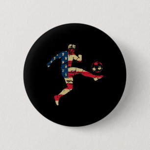 Badge Rond 5 Cm Joueur de football silhouette drapeau américain Us