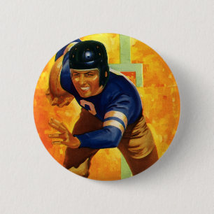 Badge Rond 5 Cm Joueur de football sportif vintage Quarterback Run