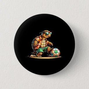 Badge Rond 5 Cm Joueur de football Tortue Cool Avec Lunettes de so