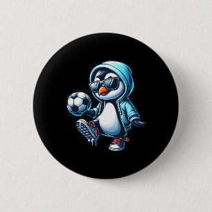 Badge Rond 5 Cm Joueur de footbyll de soccer de pingouin cool avec