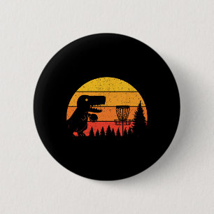 Badge Rond 5 Cm Joueur de golf à disque T-rex dinosaure Amoureux d