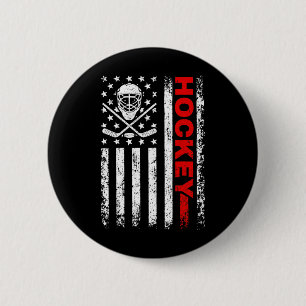 Badge Rond 5 Cm Joueur de hockey américain Drapeau Cool de glace H