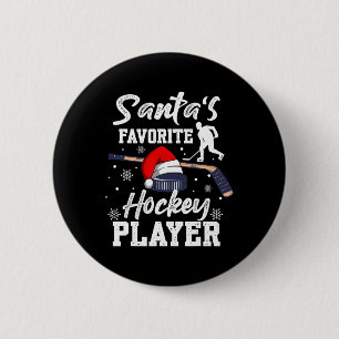 Badge Rond 5 Cm Joueur de hockey favori père Noël Pajama de Noël H