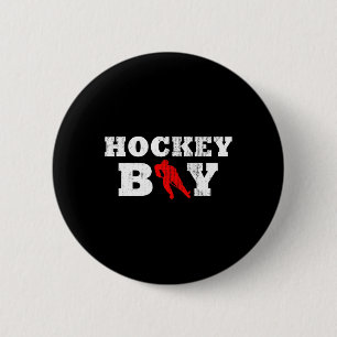Badge Rond 5 Cm Joueur de hockey Silhouette Sport cadeau