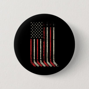 Badge Rond 5 Cm Joueur de hockey sur étang Drapeau américain Shinn