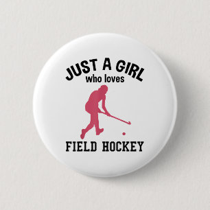 Badge Rond 5 Cm Joueur de hockey sur gazon Bâton de hockey sur gaz