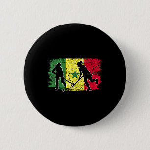 Badge Rond 5 Cm Joueur de hockey sur gazon Drapeau sénégalais Séné